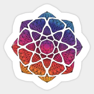 Sunset Watercolor Crystal Mandala - Black Outline Sticker